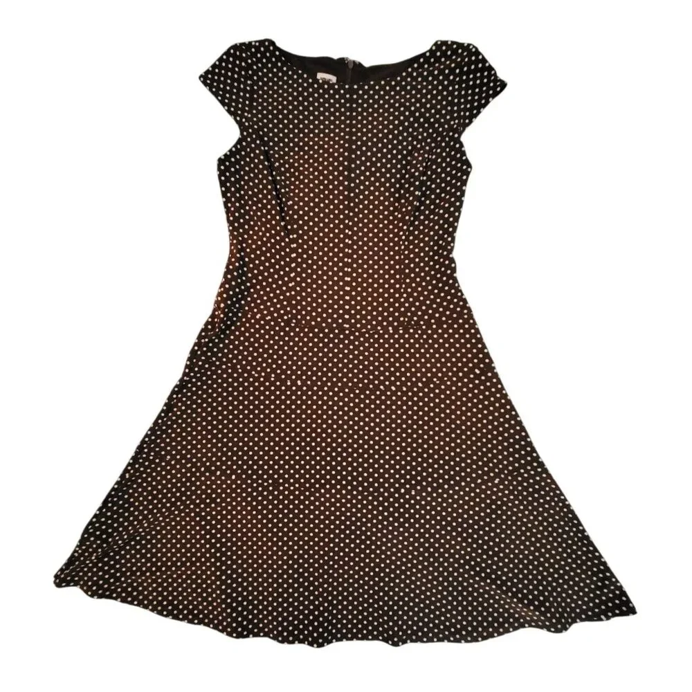 Anne Klein Womens Polka Dot Fit & Flare Dress Size 6 Polyester/Elastane - Picture 1 of 3